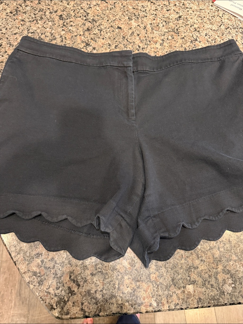 Talbots Black High-Rise Scallop Hem Shorts, 22W